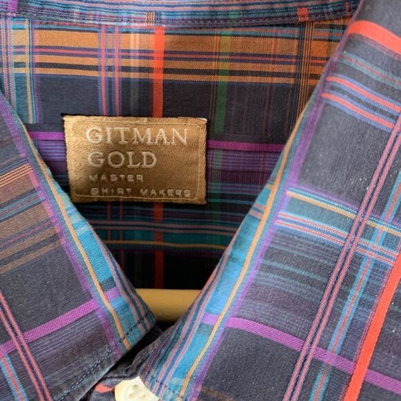 Gitman Gold Plaid Dress Shirt Sz 18/36 NWOT - Picture 3 of 3